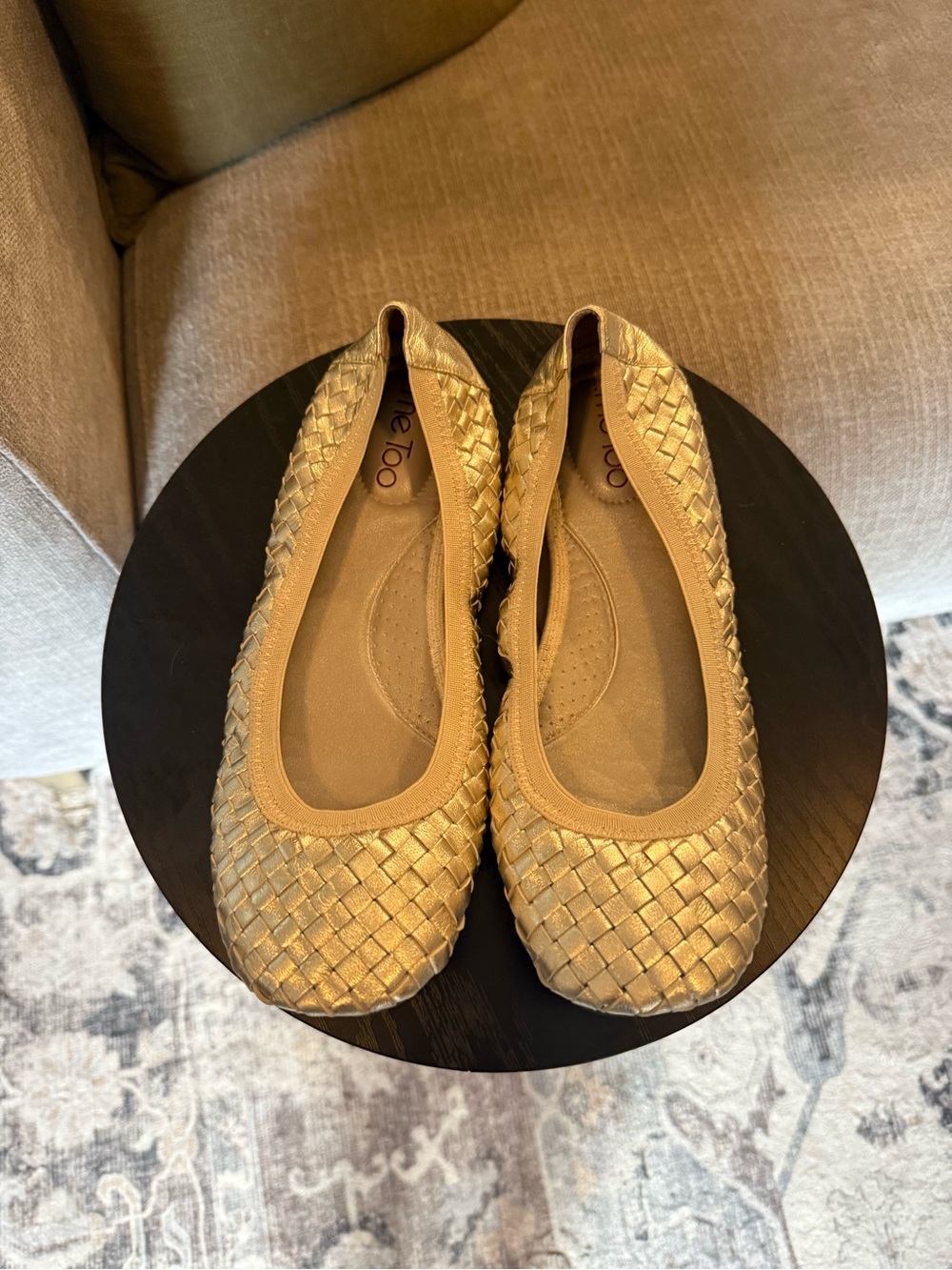 Me Too Metallic Gold Woven Ballet Flats - Women SZ 8.5